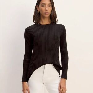 Everlane Cotton Ribbed Crew Sweater in Black size XS